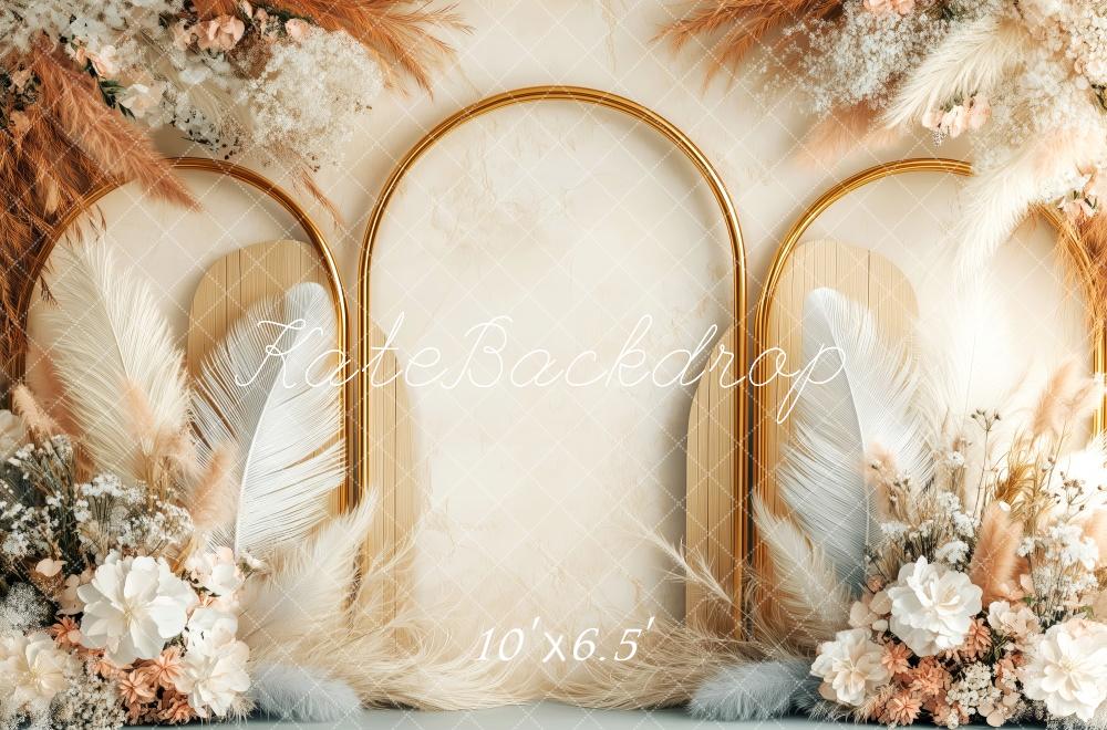 Kate Boho Floral Arch Feather Backdrop Designed by Patty Robert - Image 4