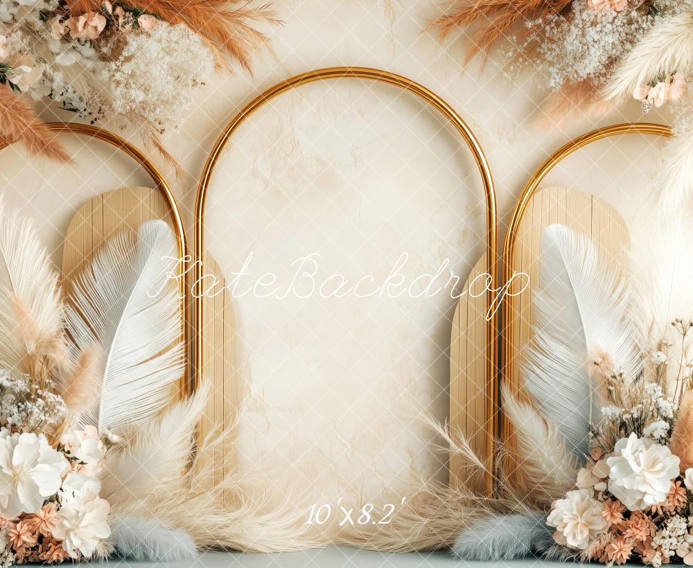 Kate Boho Floral Arch Feather Backdrop Designed by Patty Robert - Image 5
