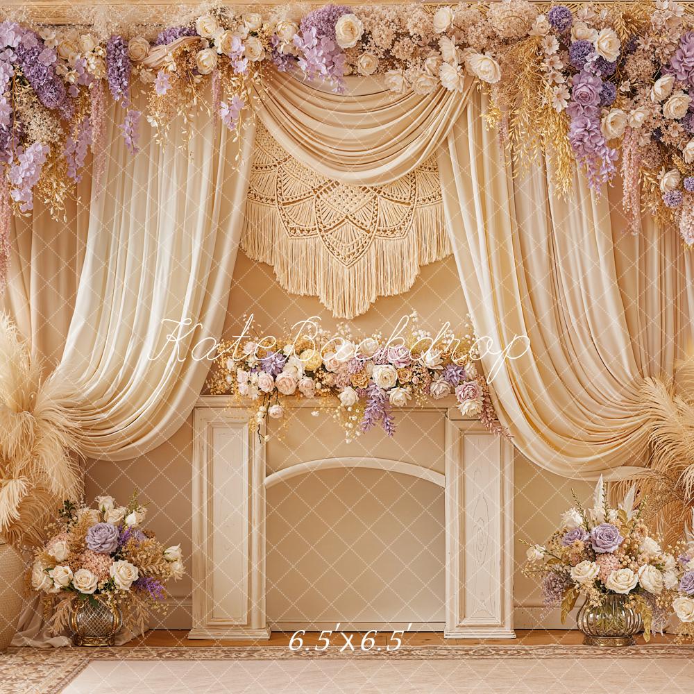 Kate Boho Floral Arch Macrame Cream Backdrop Designed by Emstselch - Image 2