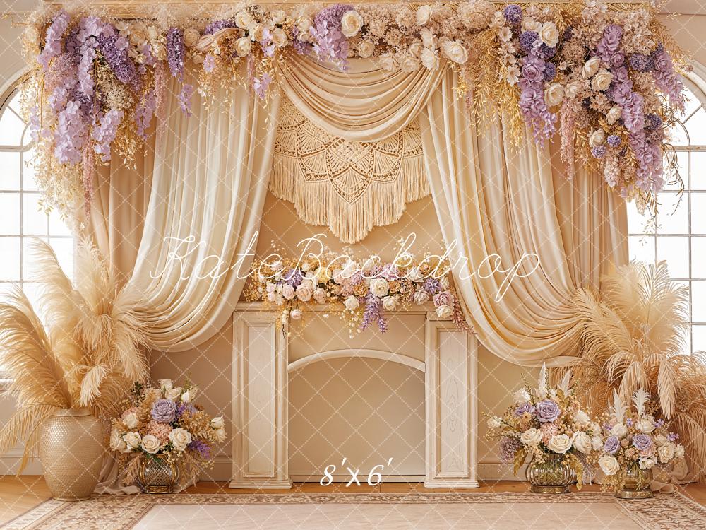 Kate Boho Floral Arch Macrame Cream Backdrop Designed by Emstselch - Image 3