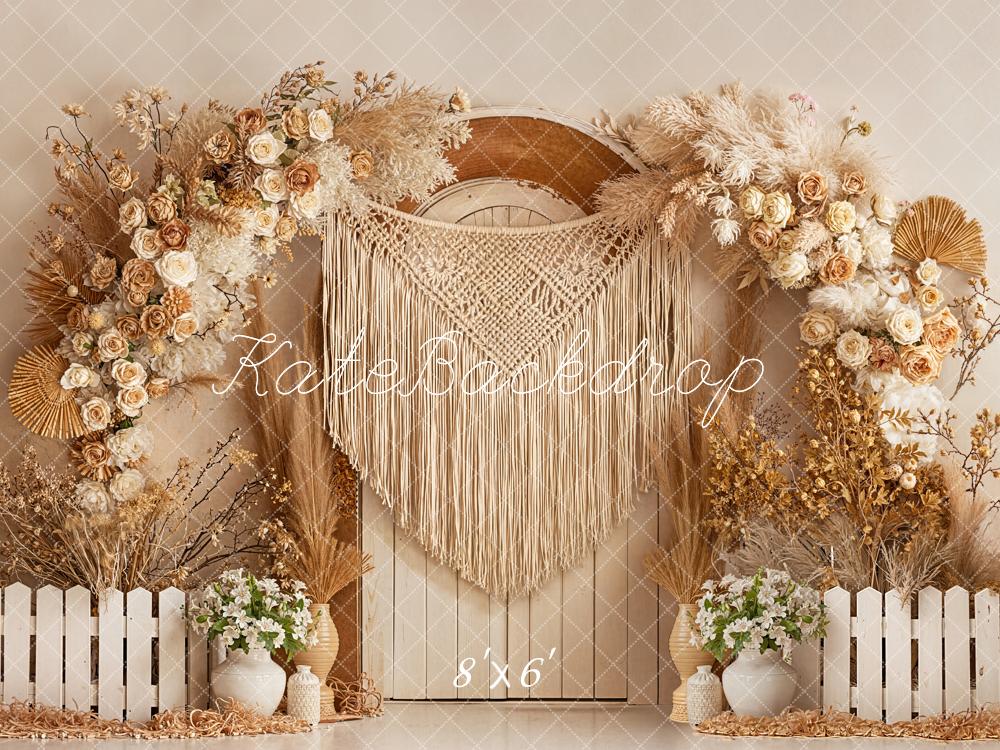 Kate Boho Floral Arch Macrame Door Backdrop Designed by Emetselch - Image 3
