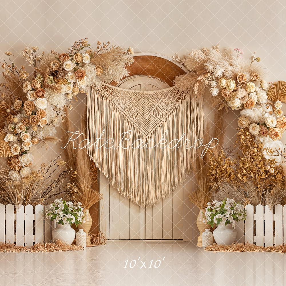 Kate Boho Floral Arch Macrame Door Backdrop Designed by Emetselch - Image 7