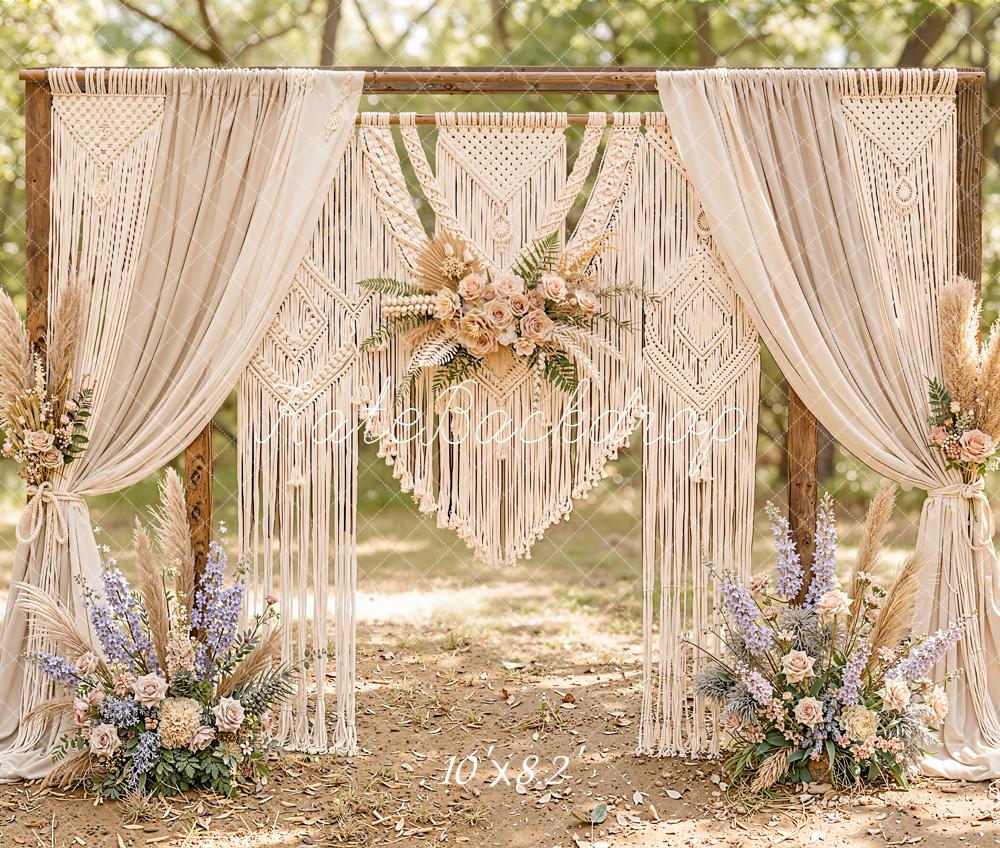 Kate Boho Floral Arch Macrame Fleece Backdrop Designed by Emetselch - Image 3