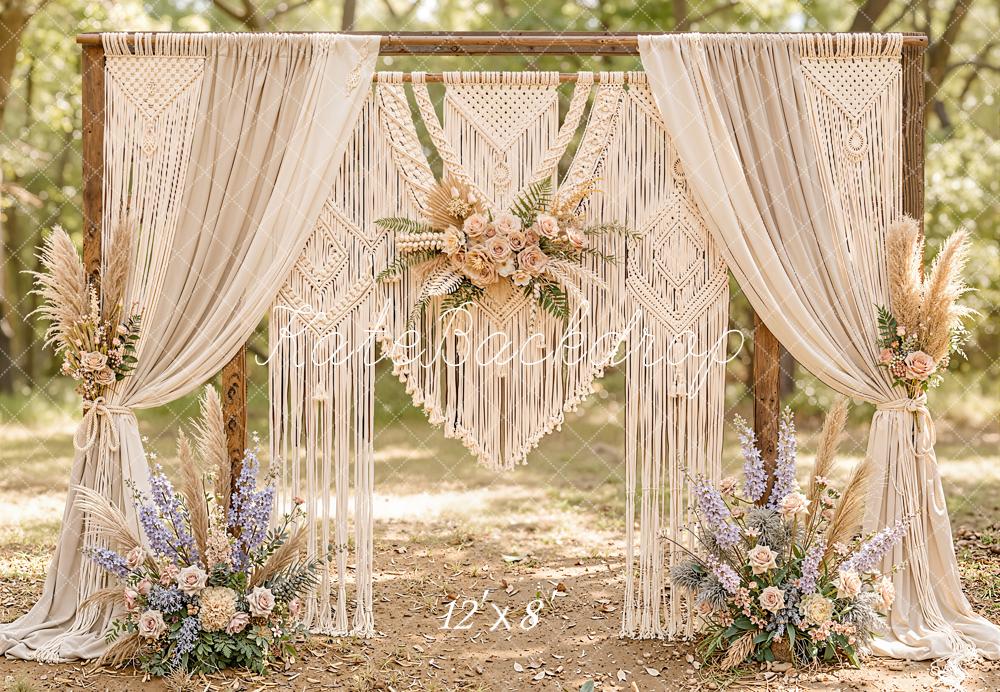 Kate Boho Floral Arch Macrame Fleece Backdrop Designed by Emetselch - Image 4
