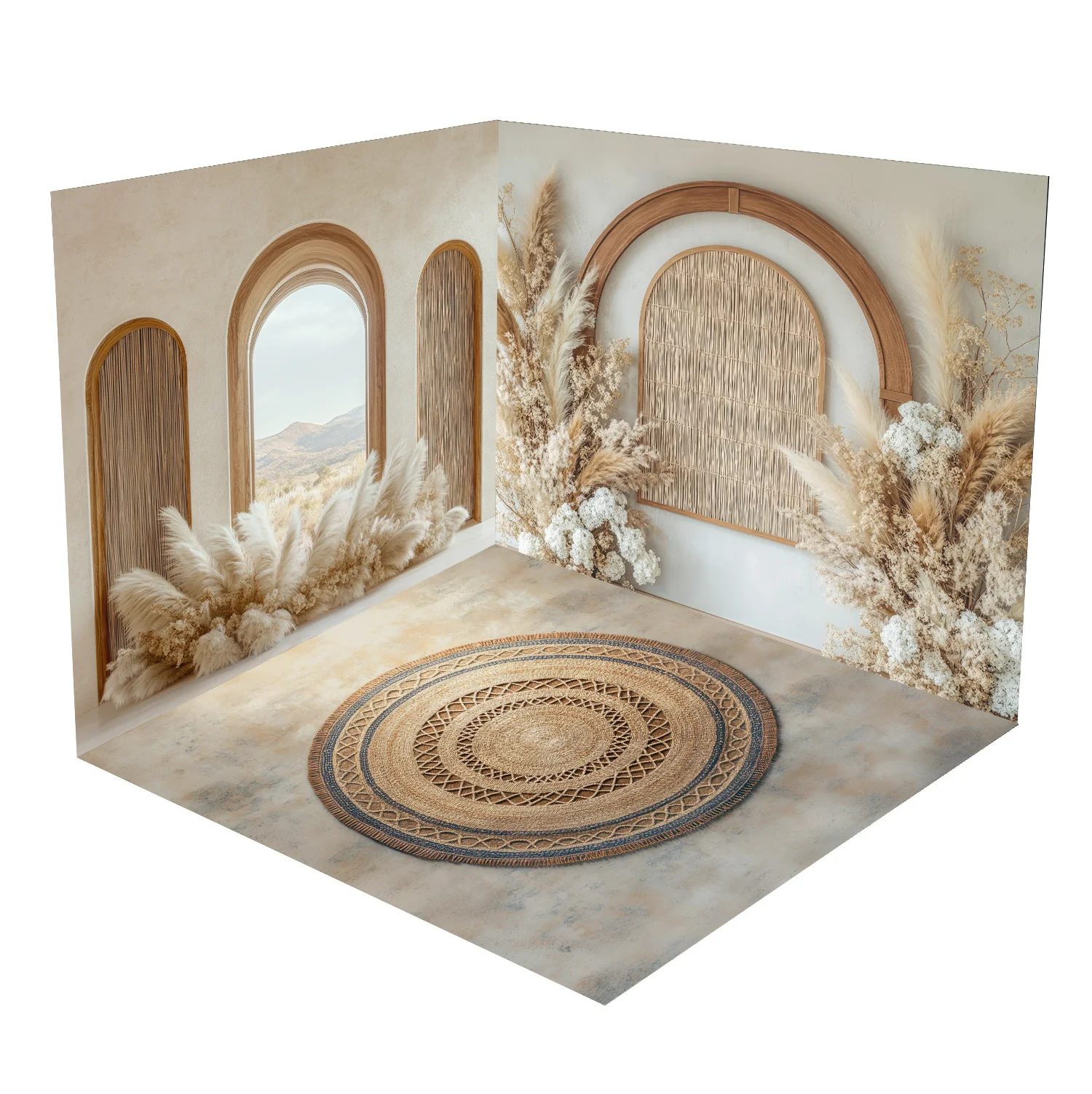 Kate Boho Floral Arch Neutral Window Pampas Grass Room Set - Image 2