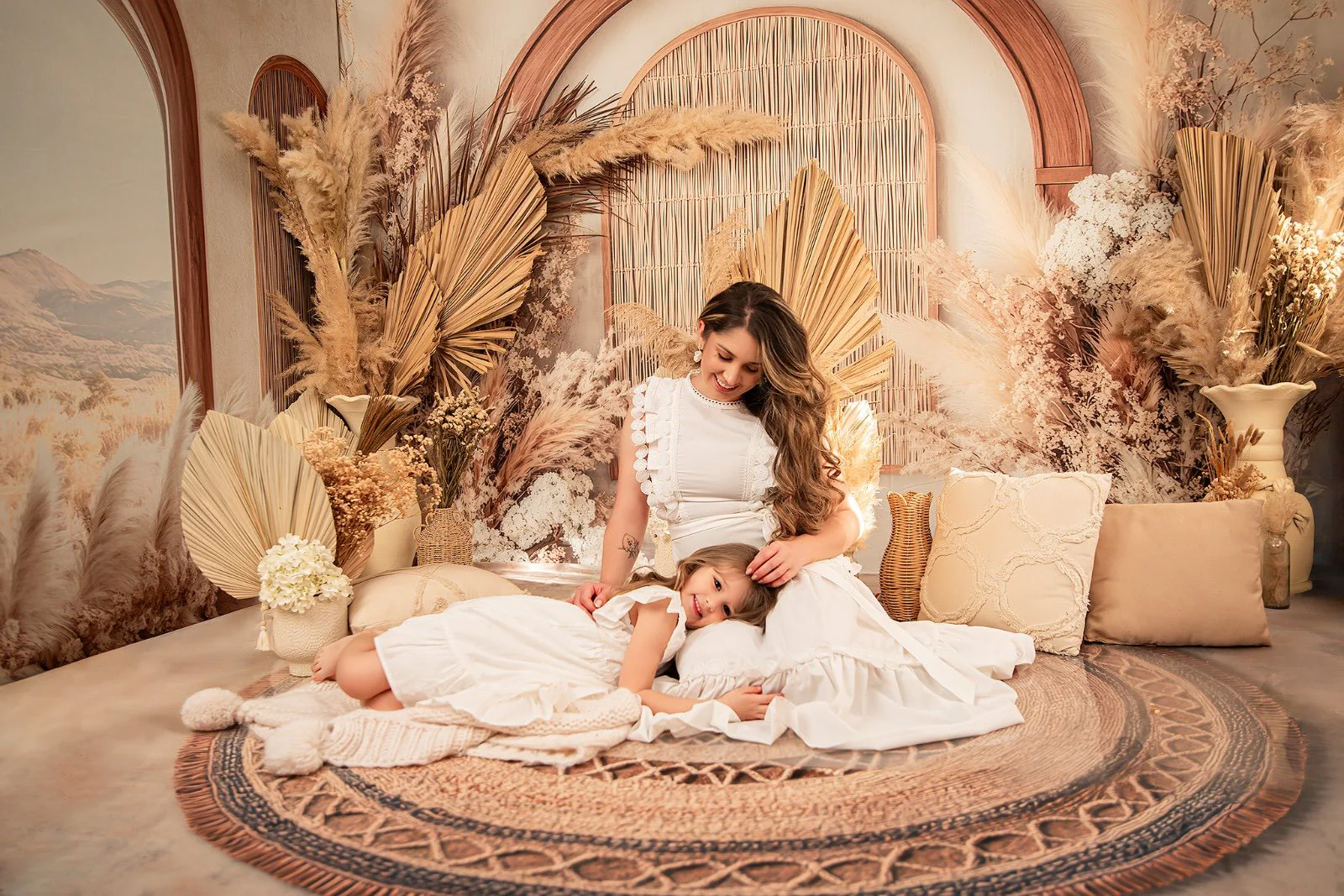 Kate Boho Floral Arch Neutral Window Pampas Grass Room Set - Image 3