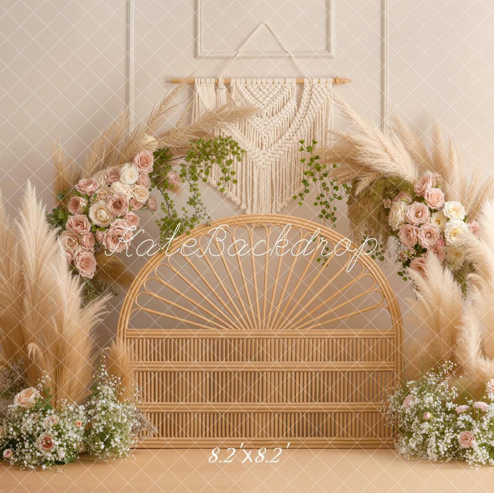 Kate Boho Floral Arch Pampas Beige Backdrop Designed by Emetselch - Image 5
