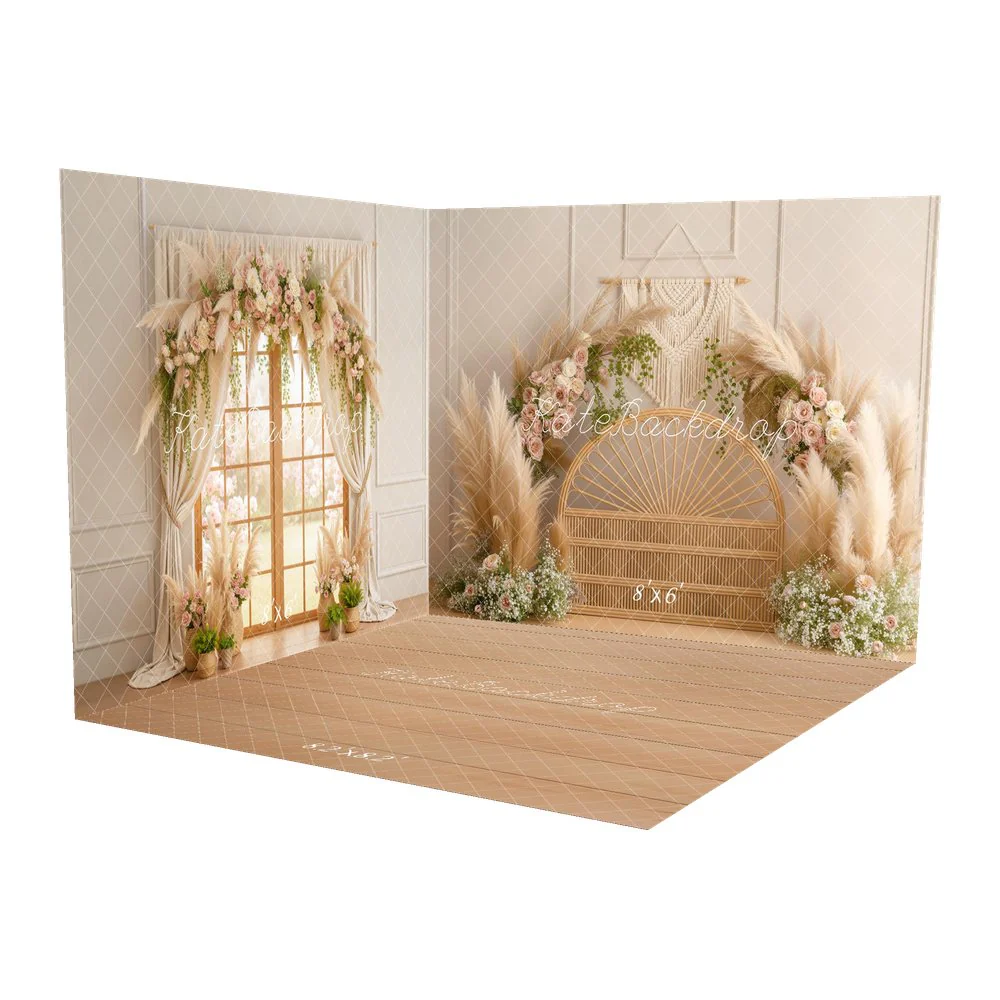 Kate Boho Floral Arch Pampas Macrame Room Set