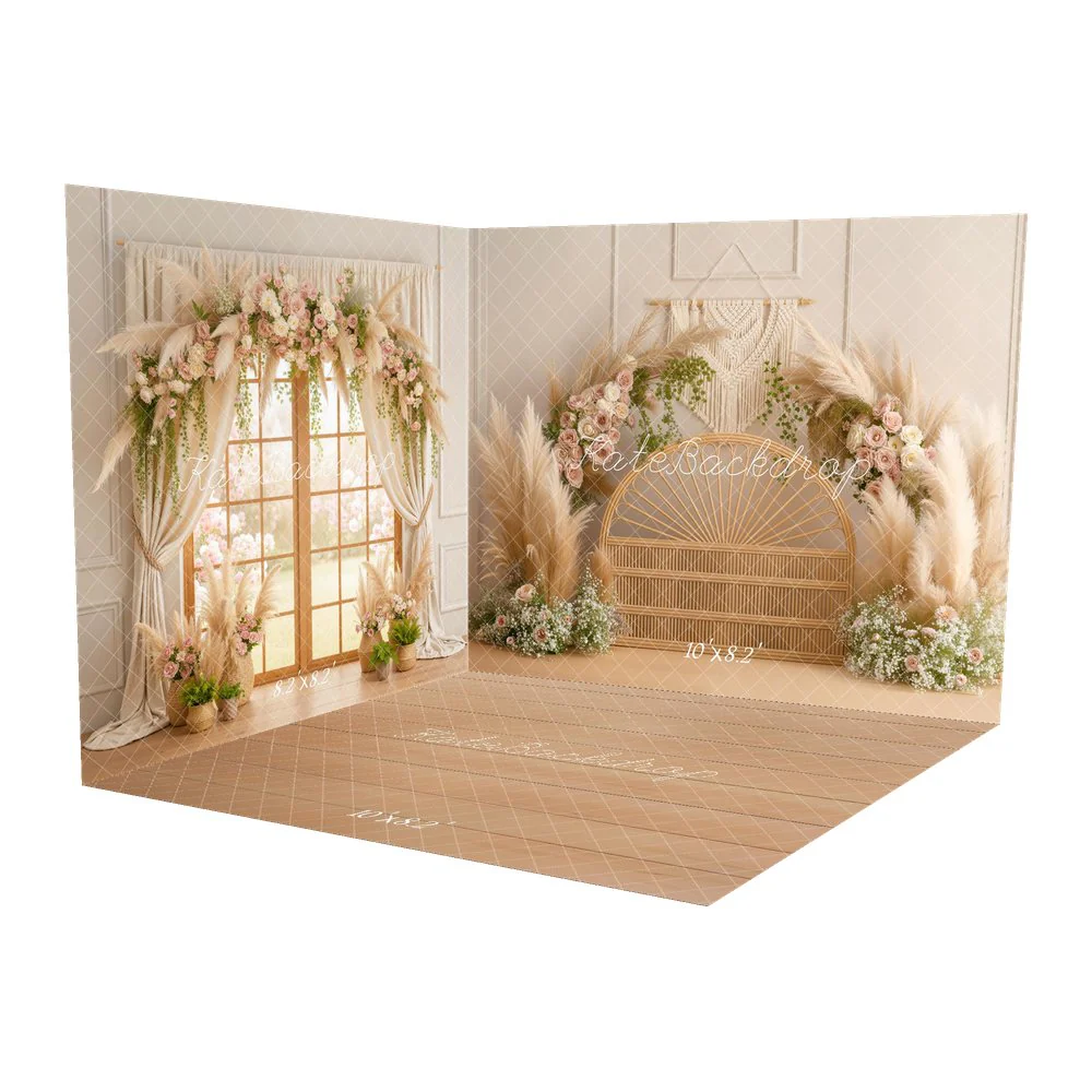 Kate Boho Floral Arch Pampas Macrame Room Set - Image 2