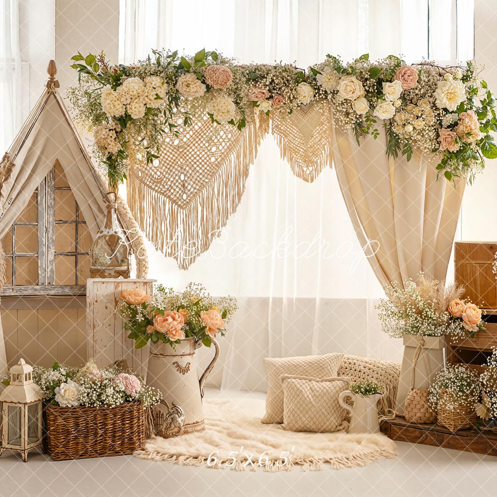 Kate Boho Floral Arch Tent Baskets Backdrop Designed by Emetselch - Image 2