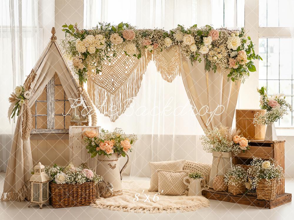 Kate Boho Floral Arch Tent Baskets Backdrop Designed by Emetselch - Image 3
