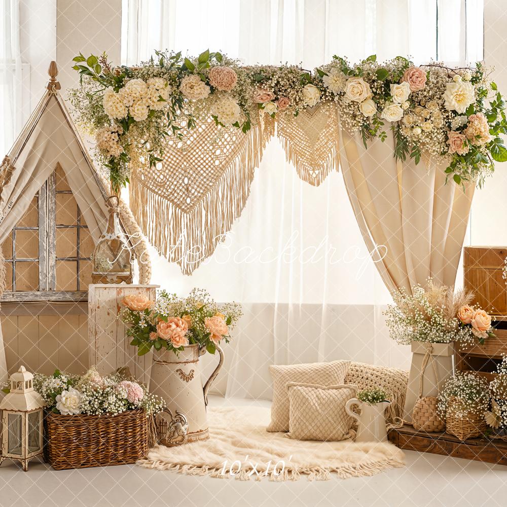 Kate Boho Floral Arch Tent Baskets Backdrop Designed by Emetselch - Image 7