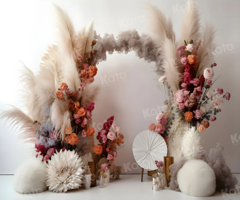 Kate Boho Floral Arch White Wall Backdrop for Photography - Image 5