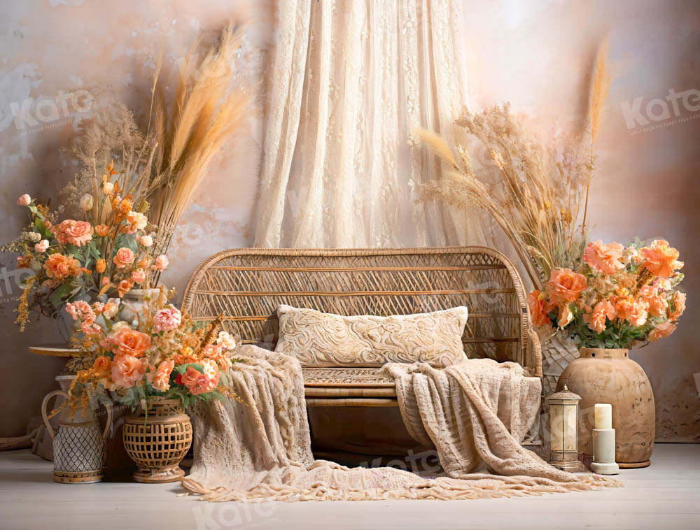 Kate Boho Floral Bamboo Sofa Backdrop Designed by Emetselch - Image 3