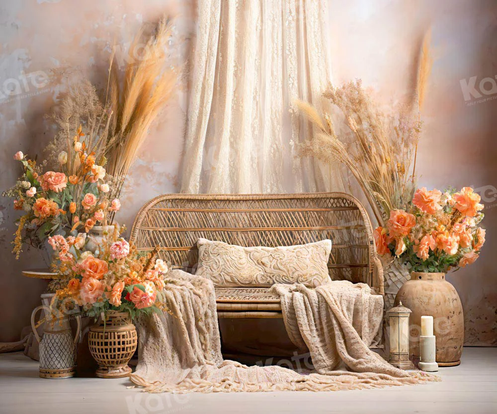 Kate Boho Floral Bamboo Sofa Backdrop Designed by Emetselch - Image 4