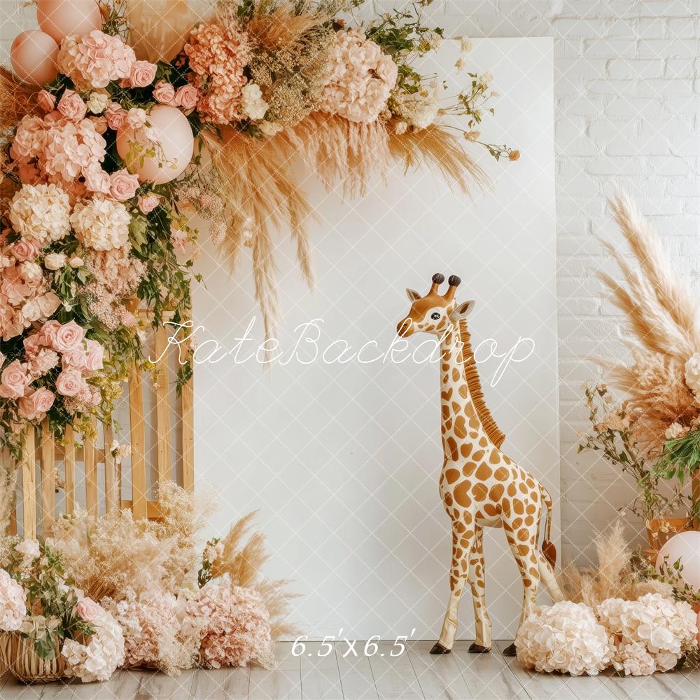 Kate Boho Floral Giraffe Backdrop Designed by Patty Robert - Image 2
