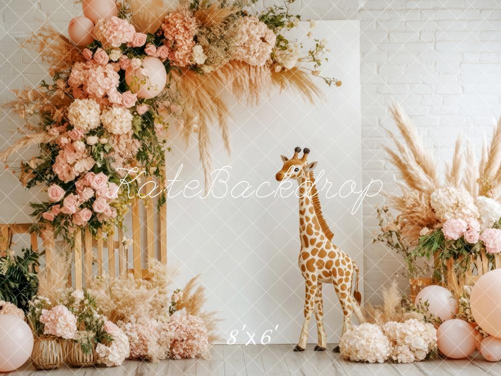 Kate Boho Floral Giraffe Backdrop Designed by Patty Robert - Image 3
