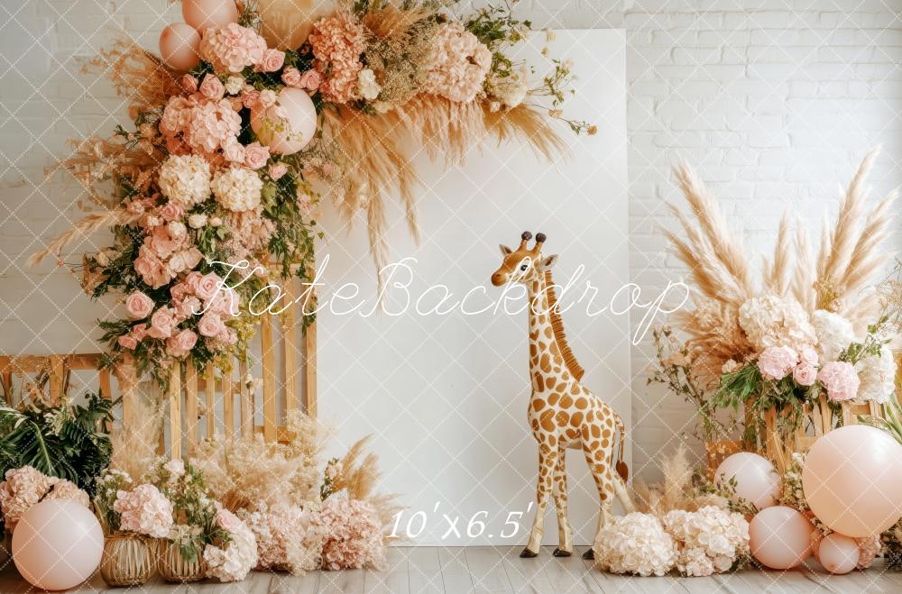 Kate Boho Floral Giraffe Backdrop Designed by Patty Robert - Image 4