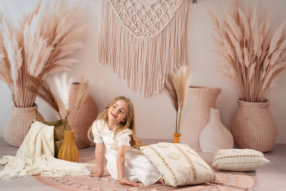 Kate Boho Floral Macrame Pampas Grass Backdrop Designed by Emetselch - Image 3