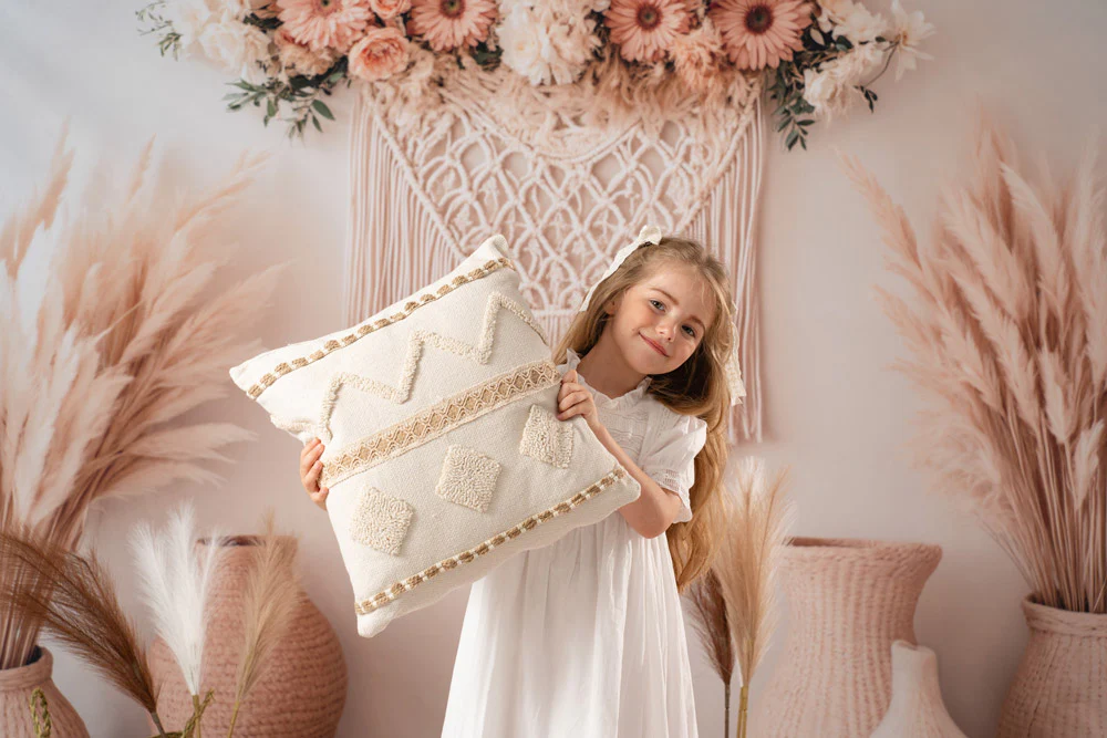 Kate Boho Floral Macrame Pampas Grass Backdrop Designed by Emetselch - Image 4