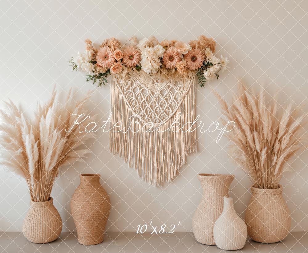 Kate Boho Floral Macrame Pampas Grass Backdrop Designed by Emetselch - Image 5