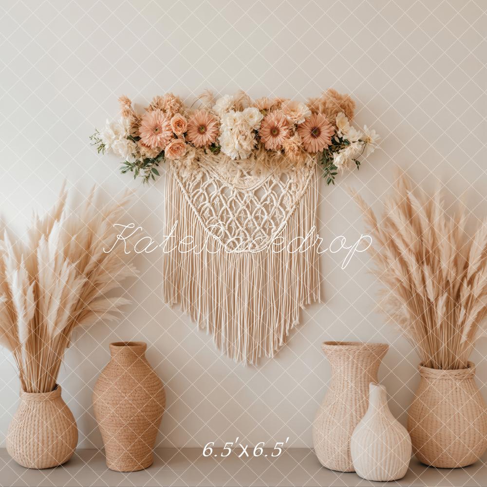Kate Boho Floral Macrame Pampas Grass Backdrop Designed by Emetselch - Image 6