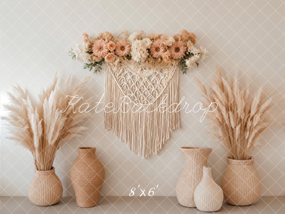 Kate Boho Floral Macrame Pampas Grass Backdrop Designed by Emetselch - Image 7
