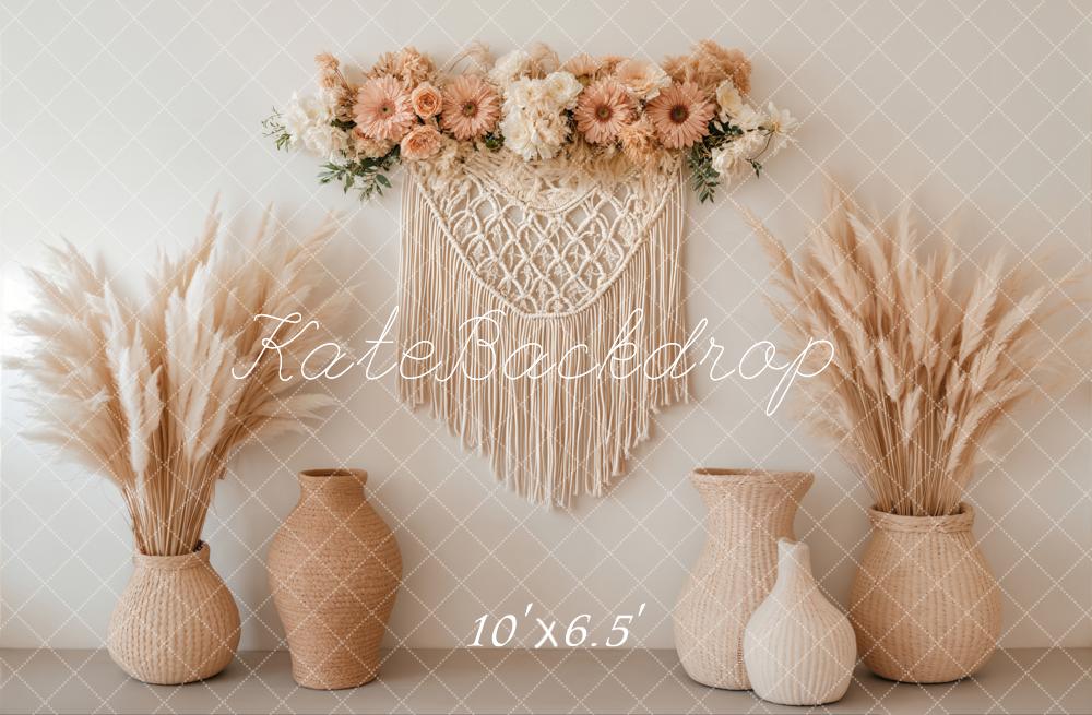 Kate Boho Floral Macrame Pampas Grass Backdrop Designed by Emetselch - Image 8