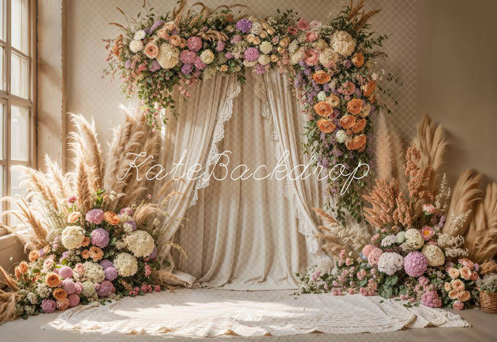 Kate Boho Flower Arch Draped Wedding Backdrop Designed by Emetselch - Image 2
