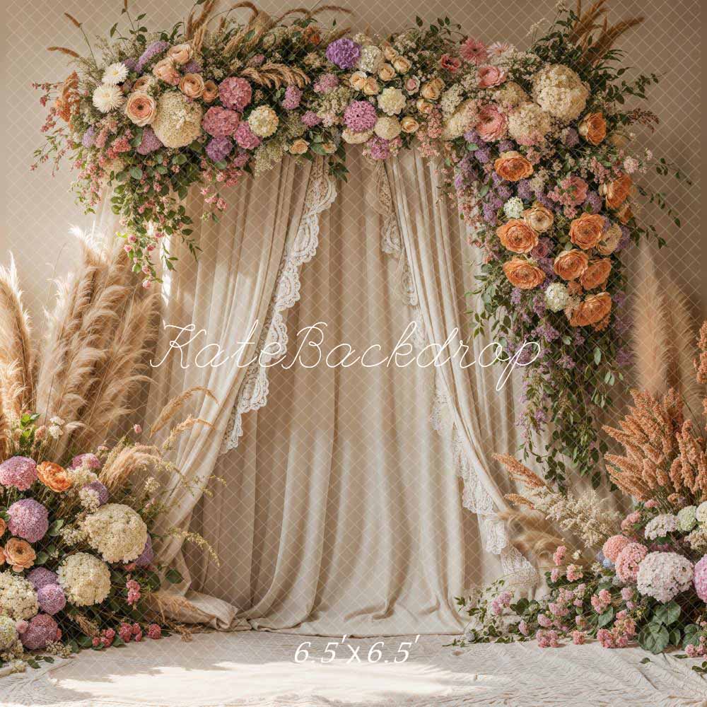 Kate Boho Flower Arch Draped Wedding Backdrop Designed by Emetselch - Image 6