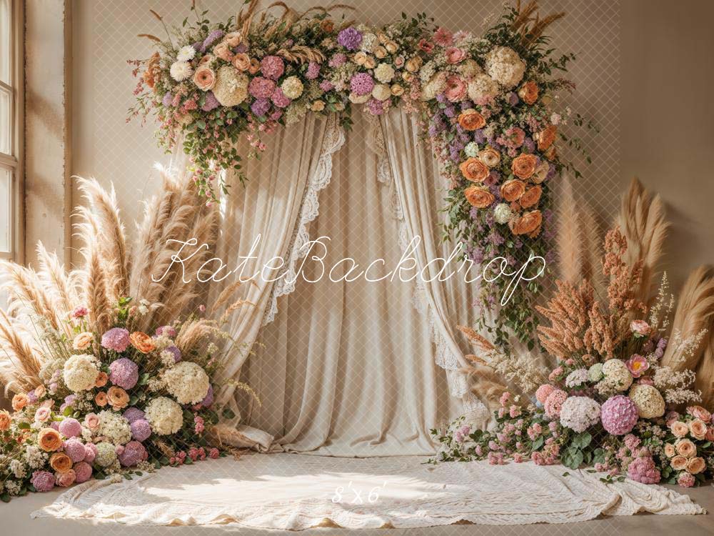 Kate Boho Flower Arch Draped Wedding Backdrop Designed by Emetselch - Image 7