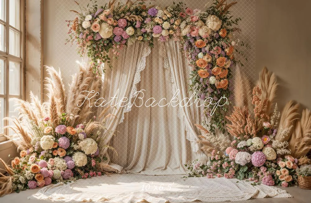 Kate Boho Flower Arch Draped Wedding Backdrop Designed by Emetselch - Image 8