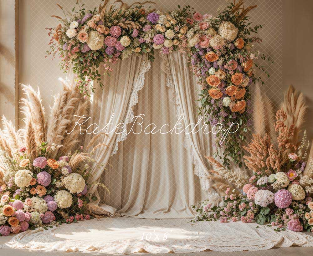 Kate Boho Flower Arch Draped Wedding Backdrop Designed by Emetselch - Image 9