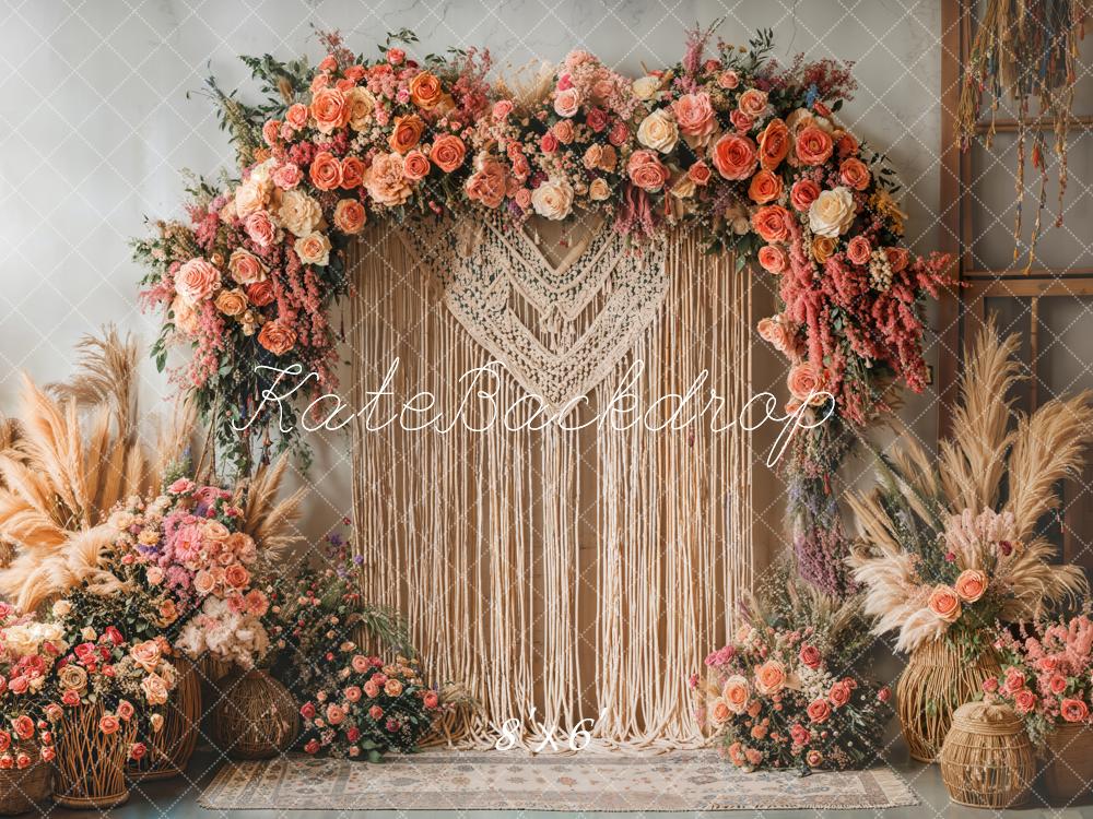 Kate Boho Flower Arch Macrame Backdrop Designed by Emetselch - Image 3