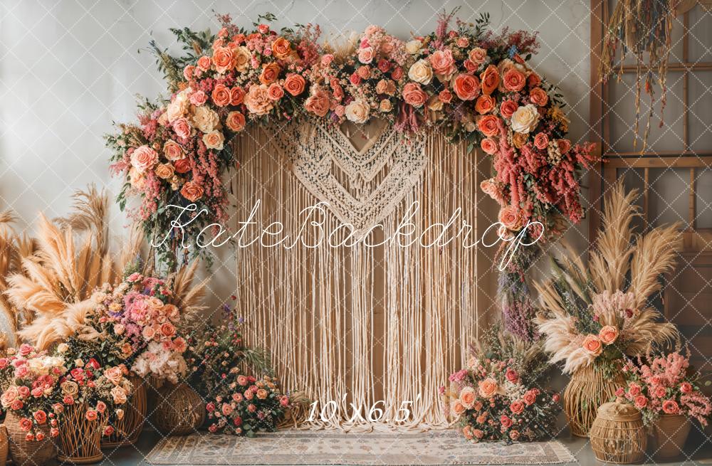 Kate Boho Flower Arch Macrame Backdrop Designed by Emetselch - Image 4