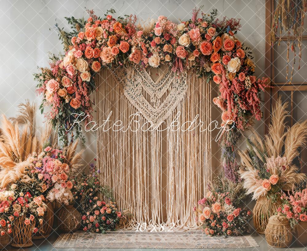 Kate Boho Flower Arch Macrame Backdrop Designed by Emetselch - Image 5