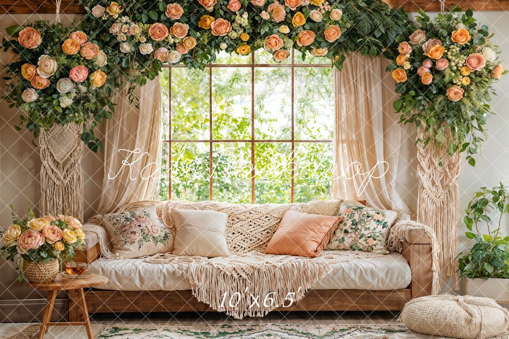 Kate Boho Garland Sofa Window Fleece Backdrop Designed by Emetselch - Image 2