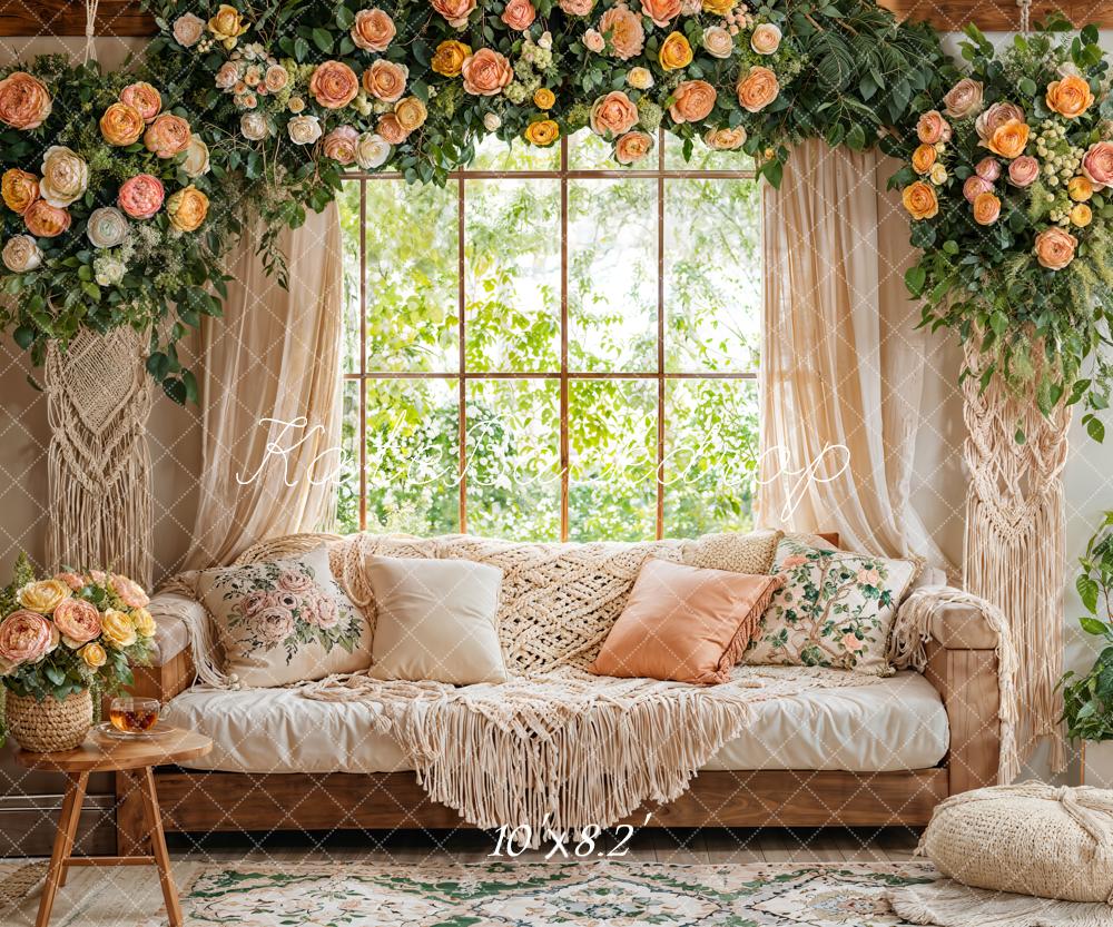 Kate Boho Garland Sofa Window Fleece Backdrop Designed by Emetselch - Image 3