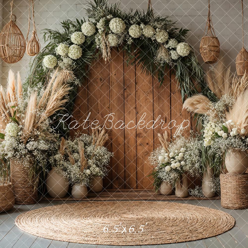 Kate Boho Flower Arch Wooden Door Backdrop Designed by Emetselch - Image 2
