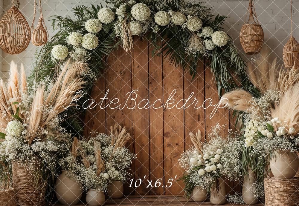 Kate Boho Flower Arch Wooden Door Backdrop Designed by Emetselch - Image 4