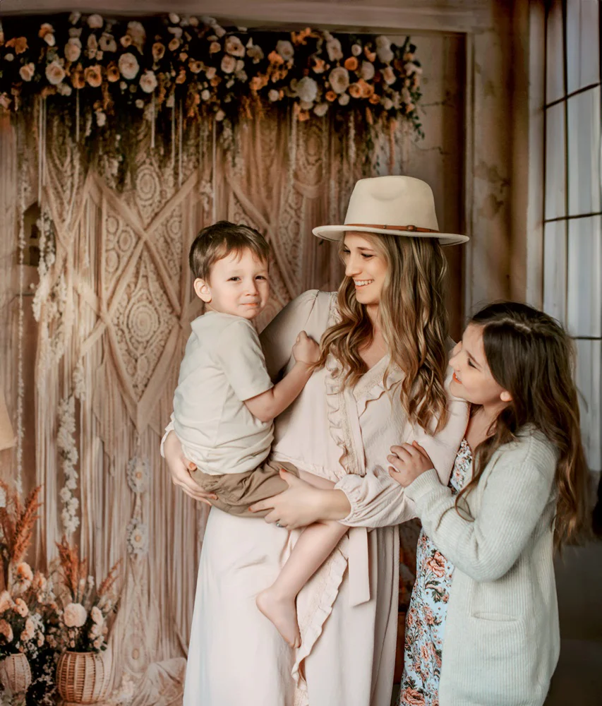 Kate Boho Flower Curtains Backdrop Designed by Emetselch - Image 3