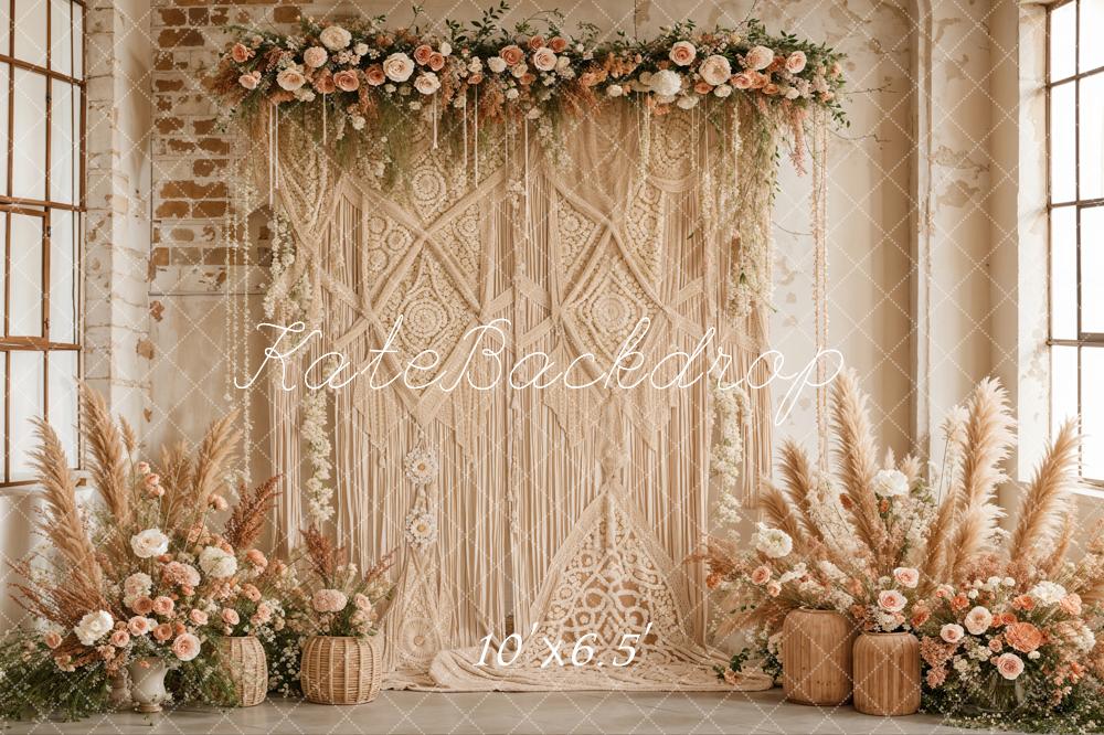 Kate Boho Flower Curtains Backdrop Designed by Emetselch - Image 6