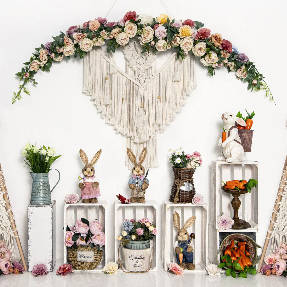 Kate Boho Flower Easter Tent Backdrop for Photography - Image 2