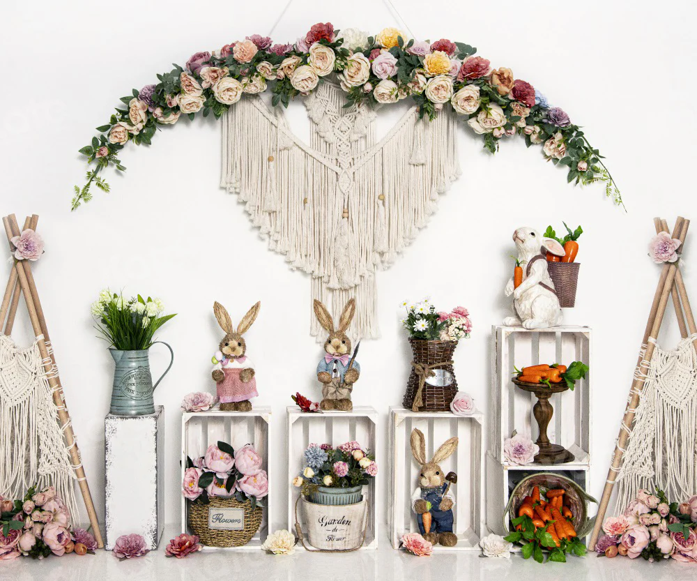 Kate Boho Flower Easter Tent Backdrop for Photography - Image 3