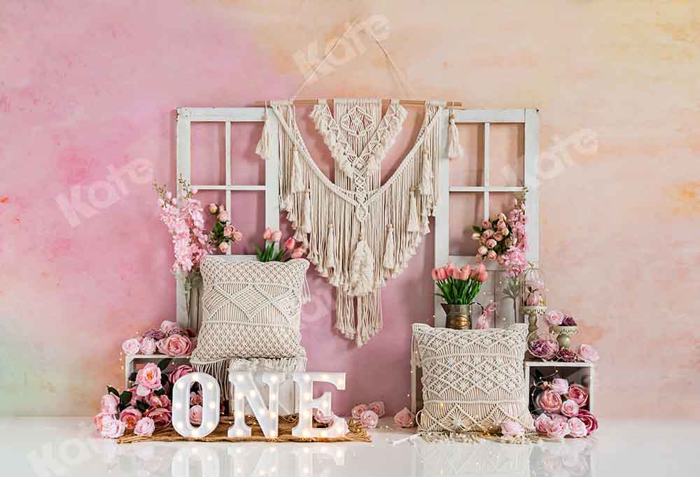Kate Boho Flowers Backdrop Birthday Designed by Emetselch - Image 2