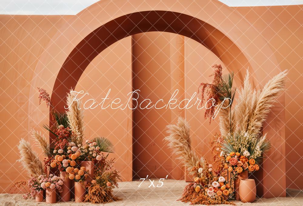 Kate Boho Flowers Orange Arch Backdrop Designed by Emetselch - Image 2