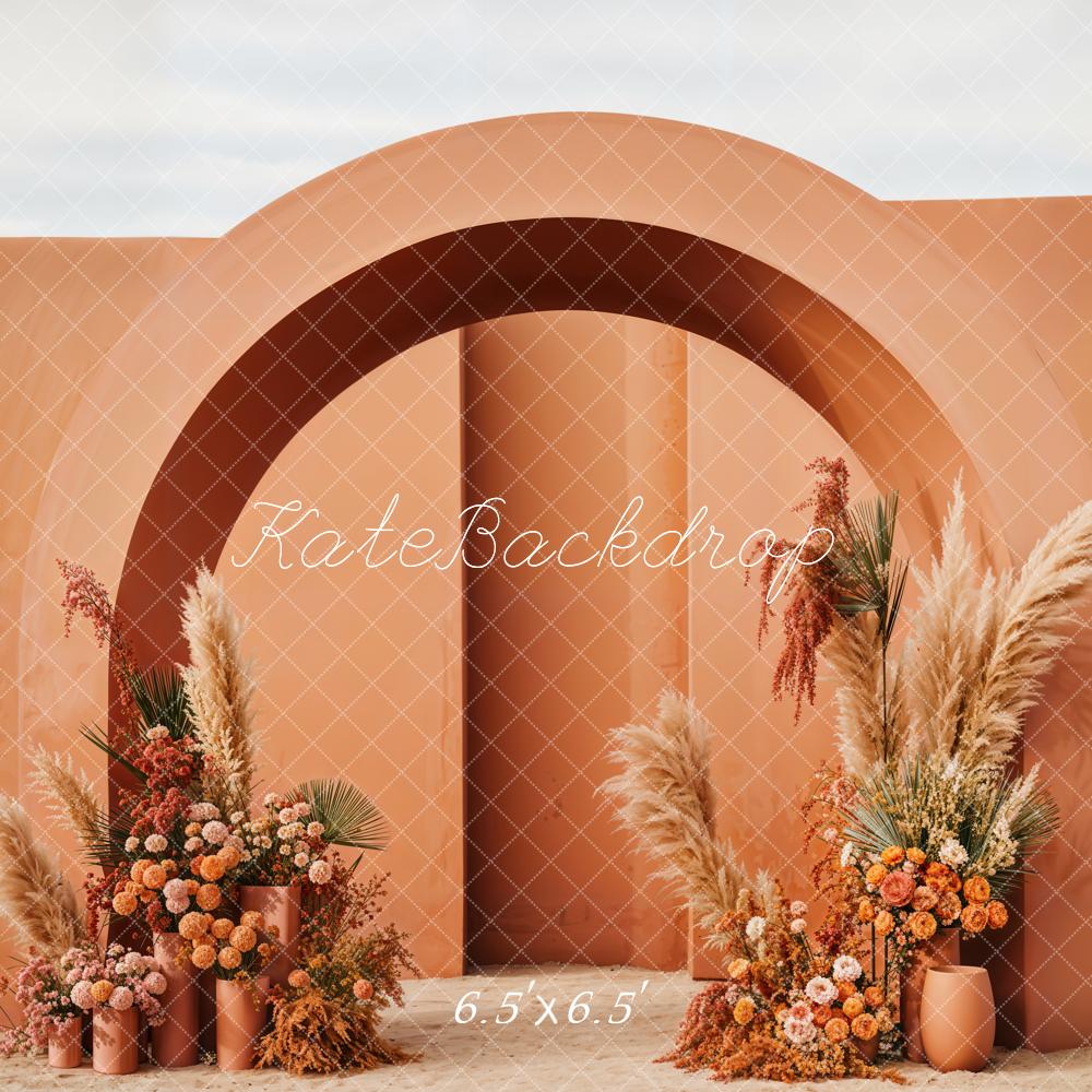 Kate Boho Flowers Orange Arch Backdrop Designed by Emetselch - Image 4