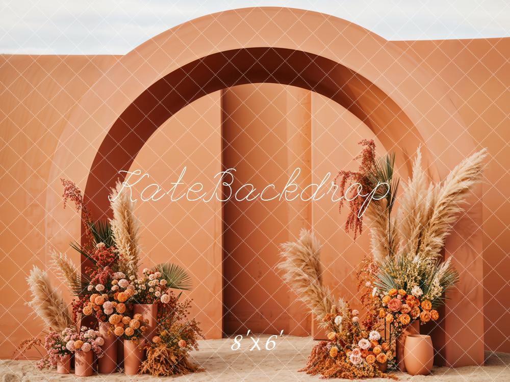 Kate Boho Flowers Orange Arch Backdrop Designed by Emetselch - Image 5