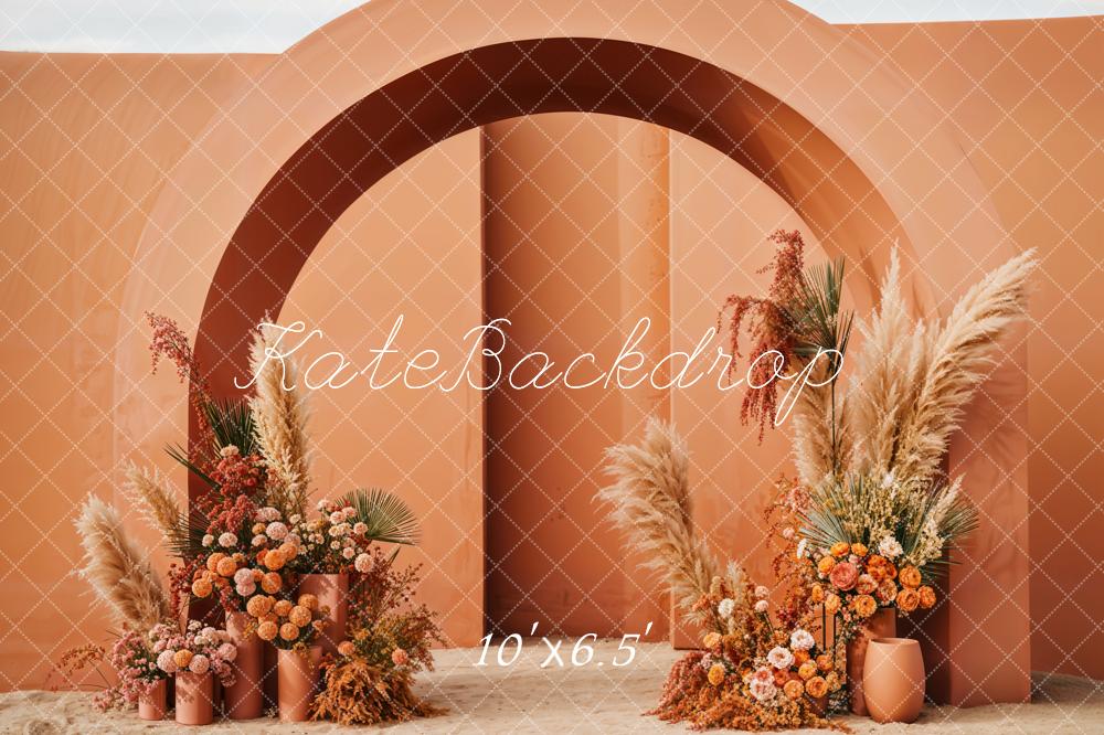 Kate Boho Flowers Orange Arch Backdrop Designed by Emetselch - Image 6