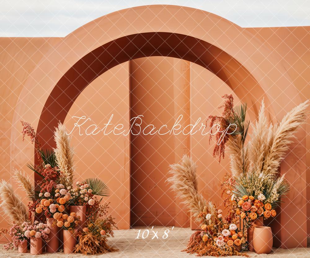 Kate Boho Flowers Orange Arch Backdrop Designed by Emetselch - Image 7